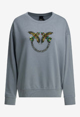 PINKO Embellished Love Birds Sweatshirt Blue 100534A33GE87_36456039-a2c0-43ce-91f8-b3c49f77a149