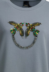 PINKO Embellished Love Birds Sweatshirt Blue 100534A33GE87_36456039-a2c0-43ce-91f8-b3c49f77a149