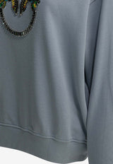 PINKO Embellished Love Birds Sweatshirt Blue 100534A33GE87_36456039-a2c0-43ce-91f8-b3c49f77a149
