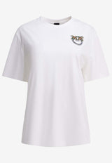 PINKO Crystal Embellished Love Birds T-shirt White 105526A33FZ05_54788437-e84d-422a-a9ef-c43be9297671