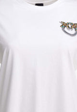 PINKO Crystal Embellished Love Birds T-shirt White 105526A33FZ05_54788437-e84d-422a-a9ef-c43be9297671