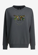 PINKO Embellished Love Birds Sweatshirt Gray 100534A33GK10_d71ceed8-1b73-41ab-8503-9c99c89e41a0
