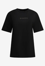 PINKO More Strass Less Stress T-shirt Black 105526A33SZ99_25b97986-70e2-49ad-a5c7-ecab6cf42a39