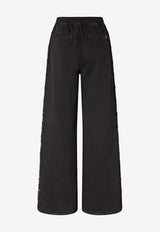 PINKO Lace-Trimmed Wide-Leg Pants Black 106422A33UZ99_Black_44129924
