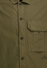 Stone Island Logo-Patched Buttoned Shirt Green 1100026S0318V005G_2a8b81b4-b251-43fe-89c9-67395c072cd9