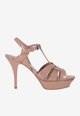 Saint Laurent Tribute 105 Platform Sandals in Patent Leather Blush 457755B8I00_9935