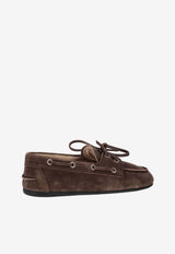 Miu Miu Tied Suede Loafers Brown 5D123EFD005ZIJ_F0003