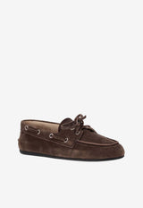Miu Miu Tied Suede Loafers Brown 5D123EFD005ZIJ_F0003