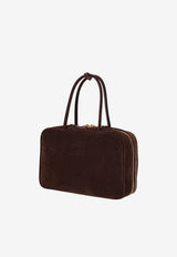 Miu Miu Beau Suede Shoulder Bag Brown 5BB117VMON2CSS_F0003