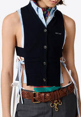 Miu Miu V-neck Cashmere Cardigan Vest Navy MMV380SOOO19RL_F0008