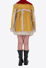Prada Fur-Trimmed Coat Yellow 56636B1H44_F0RXO