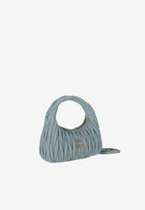 Miu Miu Wander Matelassé Leather Hobo Bag Light Blue 5BC125VOOYAN88_F0035