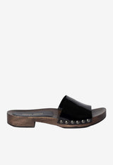 Miu Miu Logo Plaque Patent Leather Slides Black 5Z425EFA030069_F0002