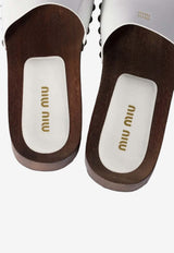 Miu Miu Logo Plaque Patent Leather Slides White 5Z425EFA030069_F0009