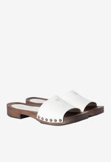 Miu Miu Logo Plaque Patent Leather Slides White 5Z425EFA030069_F0009