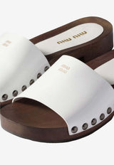 Miu Miu Logo Plaque Patent Leather Slides White 5Z425EFA030069_F0009