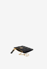 Miu Miu Matelassé Leather Logo Zip Cardholder Black 5MC093AFPP_F0002