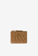 Miu Miu Matelassé Leather Logo Zip Cardholder Caramel 5MC093AFPP_F098L