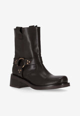 P.A.R.O.S.H Buckled Leather Ankle Boots Brown D060124MISHOE25_086