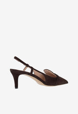 P.A.R.O.S.H 70 Suede Leather Slingback Pumps Brown D070288SHESHOE_086