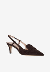 P.A.R.O.S.H 70 Suede Leather Slingback Pumps Brown D070288SHESHOE_086