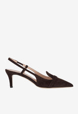 P.A.R.O.S.H 70 Suede Leather Slingback Pumps Brown D070288SHESHOE_086