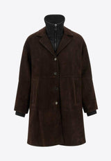 P.A.R.O.S.H Monet High-Neck Suede Coat Brown D431783MONET25W_086