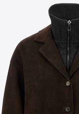 P.A.R.O.S.H Monet High-Neck Suede Coat Brown D431783MONET25W_086