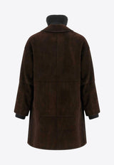 P.A.R.O.S.H Monet High-Neck Suede Coat Brown D431783MONET25W_086