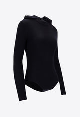 P.A.R.O.S.H Leila Wool Ribbed Bodysuit with Hood Navy D500713LEILA25_012