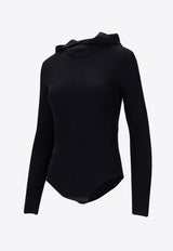 P.A.R.O.S.H Leila Wool Ribbed Bodysuit with Hood Navy D500713LEILA25_012