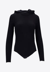 P.A.R.O.S.H Leila Wool Ribbed Bodysuit with Hood Navy D500713LEILA25_012