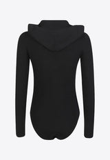 P.A.R.O.S.H Leila Wool Ribbed Bodysuit with Hood Black D500713LEILA25_013