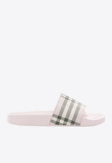 Burberry Check Patterned Slides Pink 8123607_4707961a-3c6b-45bd-8c36-17e02e8dfc32