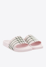 Burberry Check Patterned Slides Pink 8123607_4707961a-3c6b-45bd-8c36-17e02e8dfc32