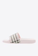 Burberry Check Patterned Slides Pink 8123607_4707961a-3c6b-45bd-8c36-17e02e8dfc32