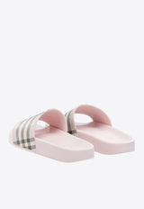 Burberry Check Patterned Slides Pink 8123607_4707961a-3c6b-45bd-8c36-17e02e8dfc32