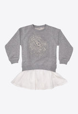 Golden Goose DB Kids Girls Embroidered Sweatshirt Dress  Gray GKP02424P002188_60623