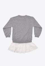 Golden Goose DB Kids Girls Embroidered Sweatshirt Dress  Gray GKP02424P002188_60623