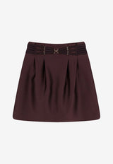 Buckled Satin Mini Skirt