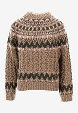 Moncler Grenoble Mock-Neck Jacquard Wool Sweater Beige K20989C00003M7948_F25