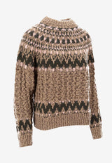 Moncler Grenoble Mock-Neck Jacquard Wool Sweater Beige K20989C00003M7948_F25