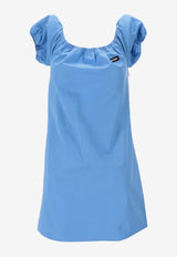 Miu Miu Off-Shoulder Mini Poplin Dress Light Blue MF6182SOOO1BMS_F0013