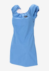 Miu Miu Off-Shoulder Mini Poplin Dress Light Blue MF6182SOOO1BMS_F0013