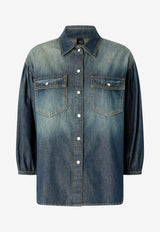 PINKO Danae Faded Denim Shirt Blue 106596A37KPJC_Lavaggio medio_44129947