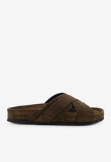 Tom Ford Crisscross Straps Suede Sandals Brown J1582LCL046NGAN_KHAKI_40468803