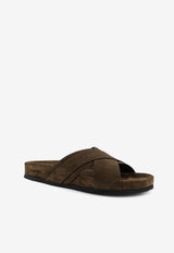 Tom Ford Crisscross Straps Suede Sandals Brown J1582LCL046NGAN_KHAKI_40468803