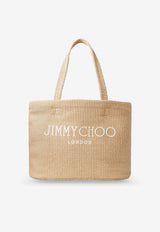 Logo Embroidered Basket Tote Bag