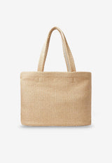Logo Embroidered Basket Tote Bag
