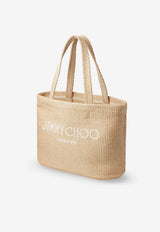 Logo Embroidered Basket Tote Bag